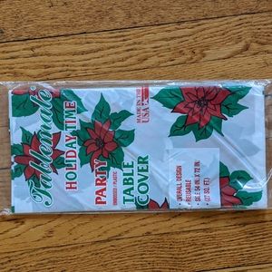 NOS Vintage Christmas themed Pointsettia Table Cover
